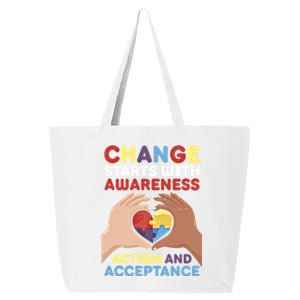 Change Starts With Awareness Action And Acceptance Autism Cute Gift 25L Jumbo Tote