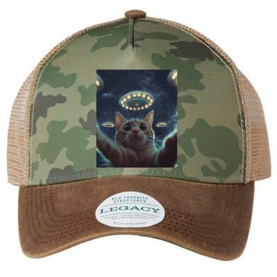 Cat Selfie With Ufos Aliens Kitten Funny Graphic Legacy Tie Dye Trucker Hat