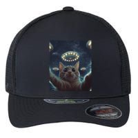 Cat Selfie With Ufos Aliens Kitten Funny Graphic Flexfit Unipanel Trucker Cap