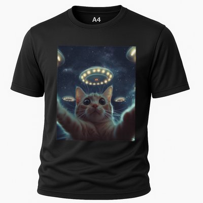 Cat Selfie With Ufos Aliens Kitten Funny Graphic Performance Shirt