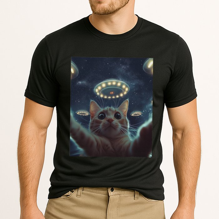 Cat Selfie With Ufos Aliens Kitten Funny Graphic Performance Shirt