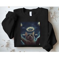 Cat Selfie With Ufos Aliens Kitten Funny Graphic Sweatshirt