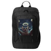 Cat Selfie With Ufos Aliens Kitten Funny Graphic City Backpack