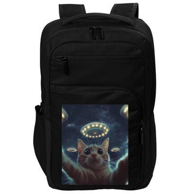 Cat Selfie With Ufos Aliens Kitten Funny Graphic Impact Tech Backpack