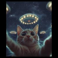 Cat Selfie With Ufos Aliens Kitten Funny Graphic Impact Tech Backpack