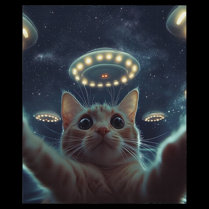 Cat Selfie With Ufos Aliens Kitten Funny Graphic Impact Tech Backpack