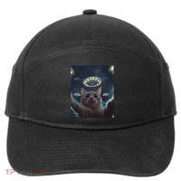 Cat Selfie With Ufos Aliens Kitten Funny Graphic 7-Panel Snapback Hat