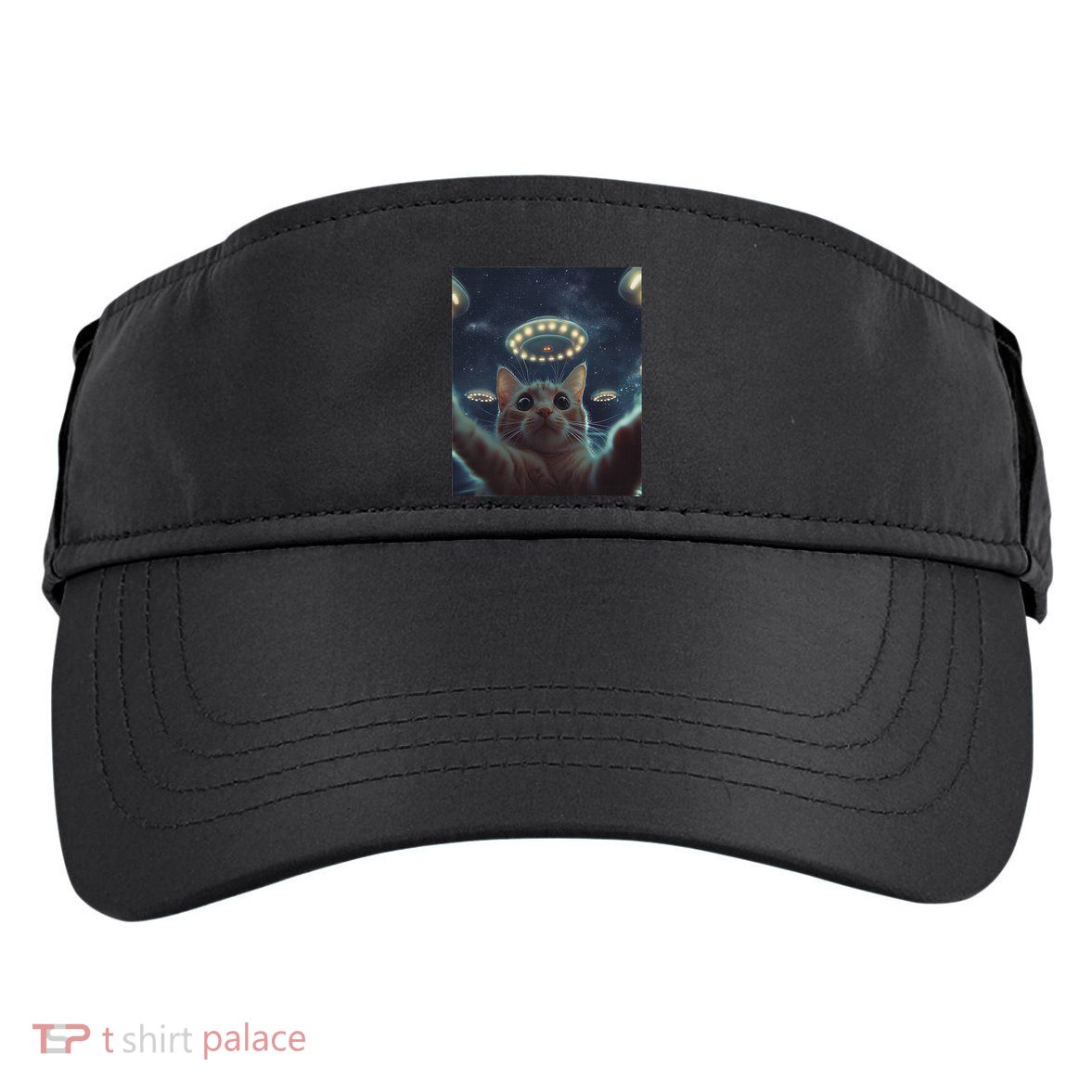 Cat Selfie With Ufos Aliens Kitten Funny Graphic Adult Drive Performance Visor