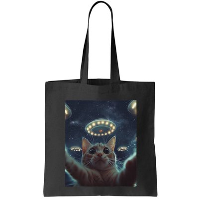 Cat Selfie With Ufos Aliens Kitten Funny Graphic Bag