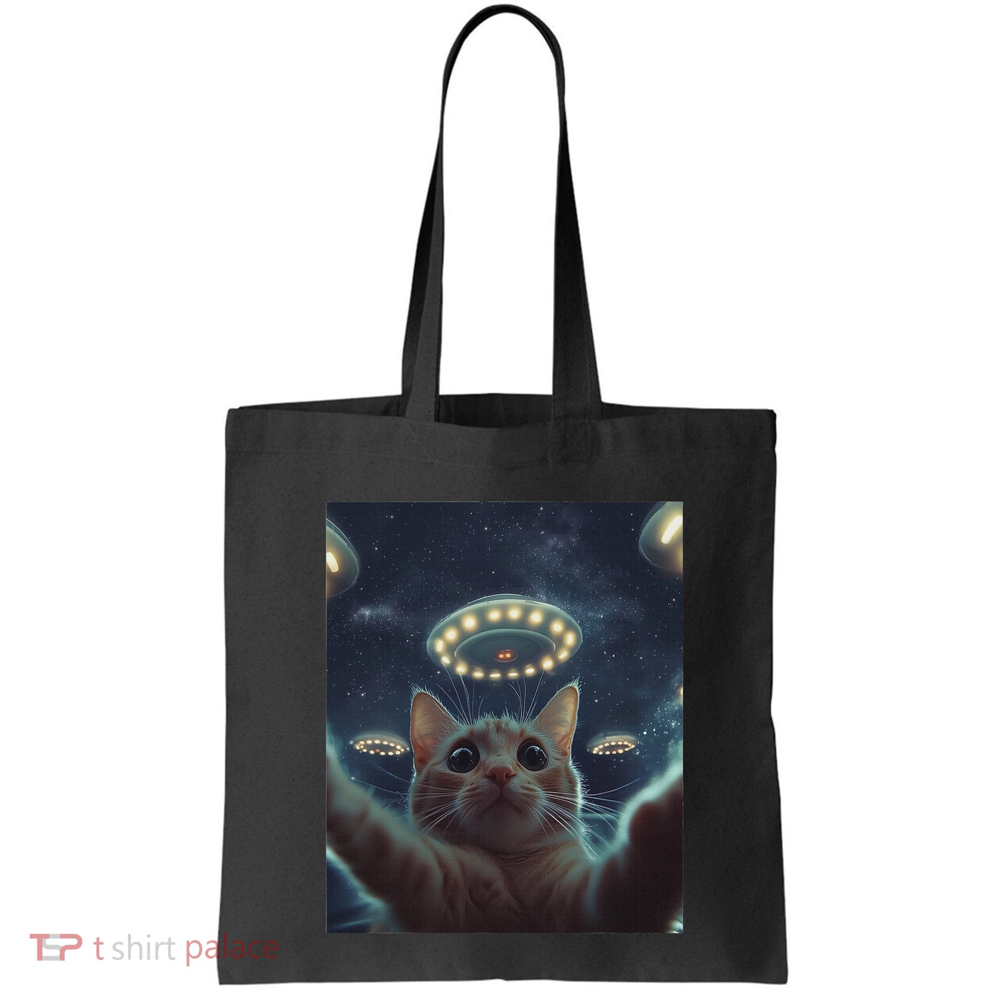 Cat Selfie With Ufos Aliens Kitten Funny Graphic Bag
