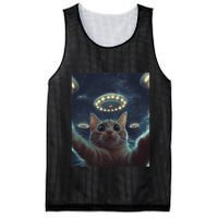 Cat Selfie With Ufos Aliens Kitten Funny Graphic Mesh Reversible Basketball Jersey Tank