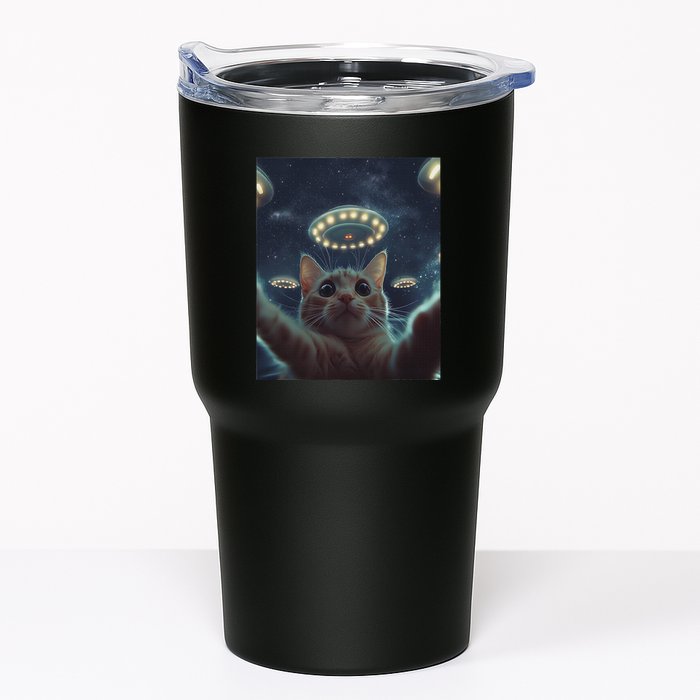Cat Selfie With Ufos Aliens Kitten Funny Graphic Tumbler