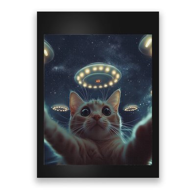 Cat Selfie With Ufos Aliens Kitten Funny Graphic Poster