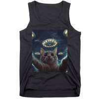 Cat Selfie With Ufos Aliens Kitten Funny Graphic Tank Top