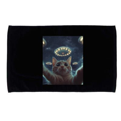 Cat Selfie With Ufos Aliens Kitten Funny Graphic Microfiber Hand Towel
