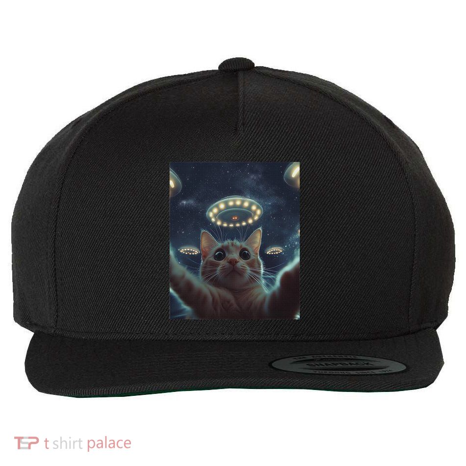 Cat Selfie With Ufos Aliens Kitten Funny Graphic Wool Snapback Cap