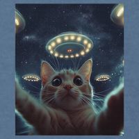 Cat Selfie With Ufos Aliens Kitten Funny Graphic Garment-Dyed Sweatshirt