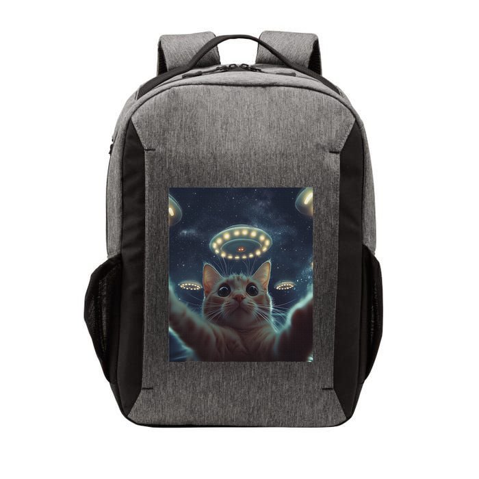 Cat Selfie With Ufos Aliens Kitten Funny Graphic Vector Backpack