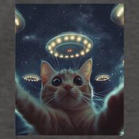 Cat Selfie With Ufos Aliens Kitten Funny Graphic Vector Backpack