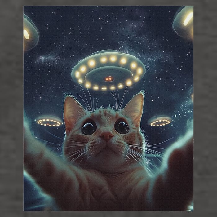 Cat Selfie With Ufos Aliens Kitten Funny Graphic Vector Backpack