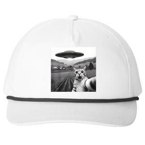 Cat Selfie With Alien Ufo Funny Cat Gifts Snapback Five-Panel Rope Hat