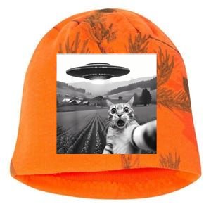 Cat Selfie With Alien Ufo Funny Cat Gifts Kati - Camo Knit Beanie