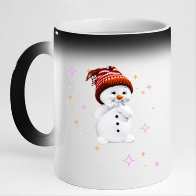 Cute Snow With Snowflakes For Christmas Funny Gift 11oz Black Color Changing Mug