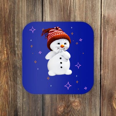 Cute Snow With Snowflakes For Christmas Funny Gift Coaster