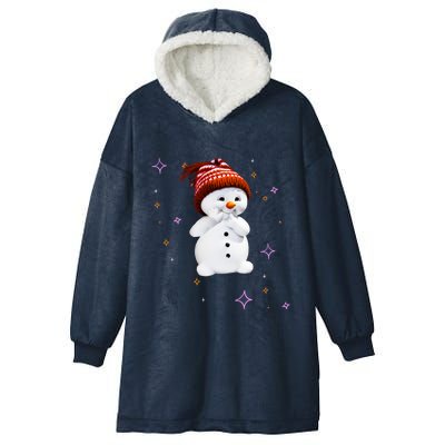 Cute Snow With Snowflakes For Christmas Funny Gift Hooded Wearable Blanket