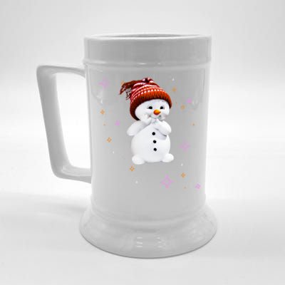 Cute Snow With Snowflakes For Christmas Funny Gift Beer Stein