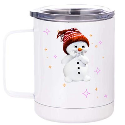 Cute Snow With Snowflakes For Christmas Funny Gift 12 oz Stainless Steel Tumbler Cup