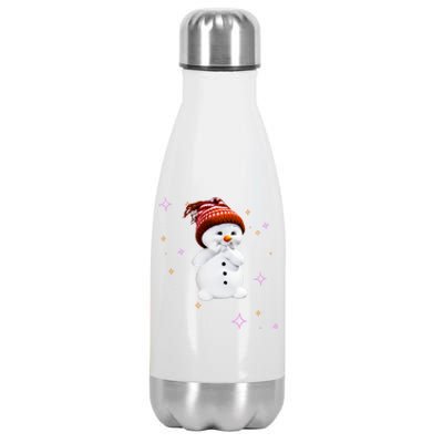 Cute Snow With Snowflakes For Christmas Funny Gift Stainless Steel Insulated Water Bottle