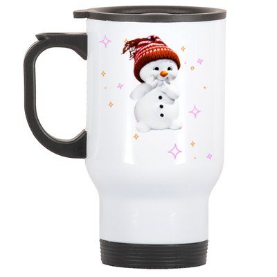 Cute Snow With Snowflakes For Christmas Funny Gift Stainless Steel Travel Mug