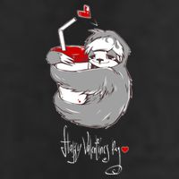 Cute Sloth With Cup Happy Valentines Day 7 Panel Mesh Trucker Snapback Hat