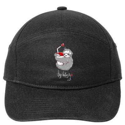 Cute Sloth With Cup Happy Valentines Day 7-Panel Snapback Hat