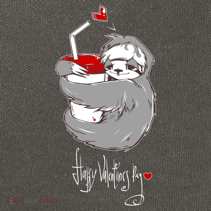 Cute Sloth With Cup Happy Valentines Day Cotton Canvas Backpack