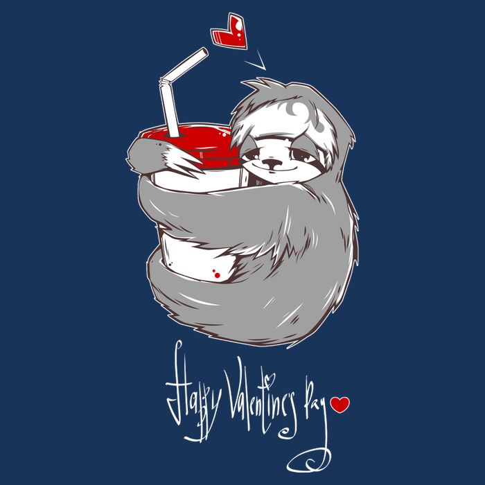 Cute Sloth With Cup Happy Valentines Day Infant Baby Jersey Bodysuit