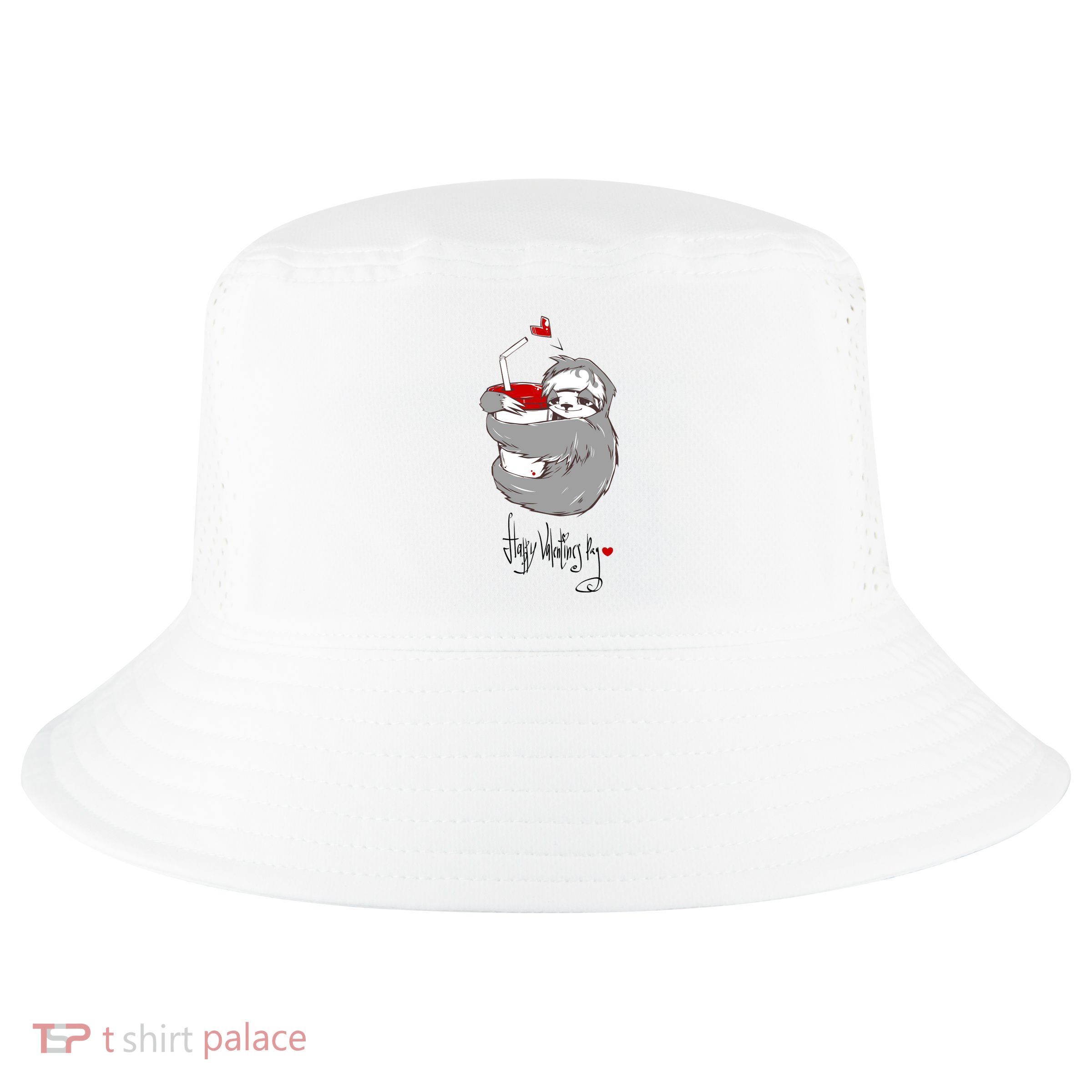Cute Sloth With Cup Happy Valentines Day Cool Comfort Performance Bucket Hat