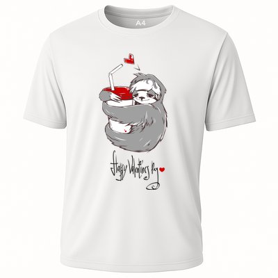 Cute Sloth With Cup Happy Valentines Day Performance Shirt
