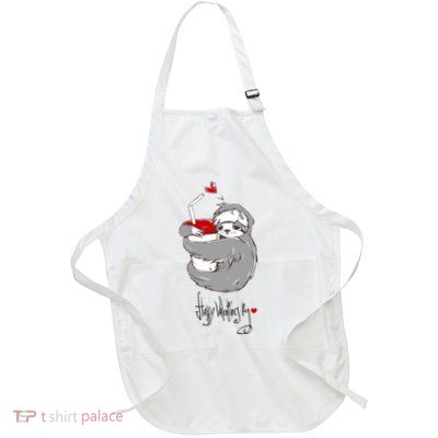 Cute Sloth With Cup Happy Valentines Day Apron