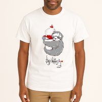 Cute Sloth With Cup Happy Valentines Day Tall T-Shirt