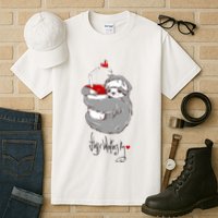 Cute Sloth With Cup Happy Valentines Day Tall T-Shirt
