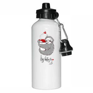 Cute Sloth With Cup Happy Valentines Day Aluminum Water Bottle