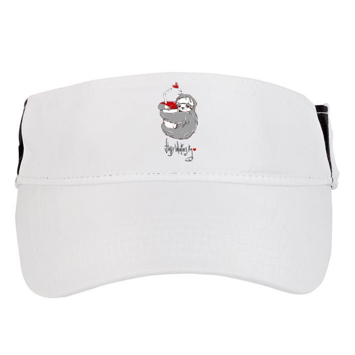 Cute Sloth With Cup Happy Valentines Day Adult Drive Performance Visor