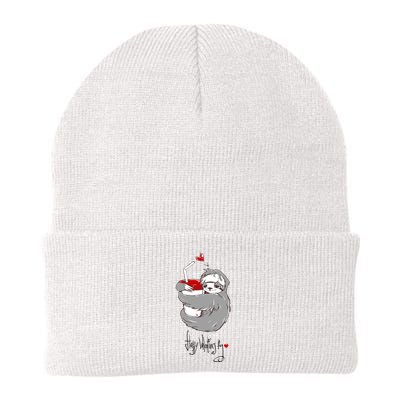Cute Sloth With Cup Happy Valentines Day Beanie