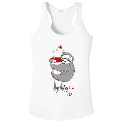 Cute Sloth With Cup Happy Valentines Day Ladies PosiCharge Competitor Racerback Tank