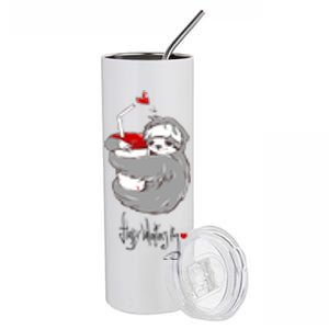 Cute Sloth With Cup Happy Valentines Day Stainless Steel Tumbler