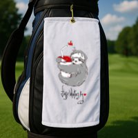 Cute Sloth With Cup Happy Valentines Day Golf Towel