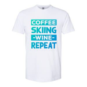 Coffee Skiing Wine Repeat Snow Skiing Coffee Lover Gift Softstyle CVC T-Shirt