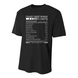 Cranky Short Woman Facts Servings Per Container Youth Performance Sprint T-Shirt